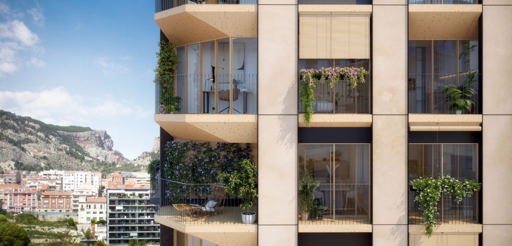 Inversión inmobiliaria en Valencia y Alicante realizada por estudio de arquitectura, edificio residencial contemporáneo orientado a rentabilidad y calidad arquitectónica